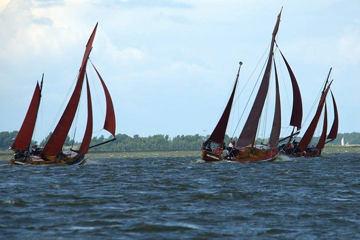 Zeesboats racing in the regatta on the lagoon
